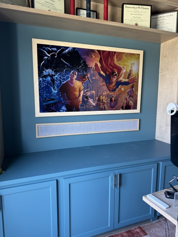 Samsung Frame TV with Custom Soundbar in Built-in Cabinet